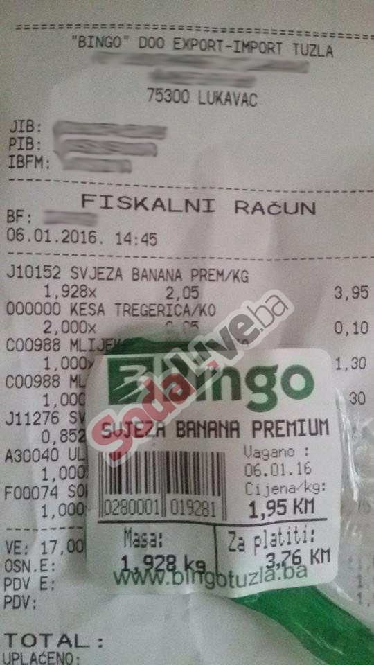 Naziv poslovnice i brojevi računa su uklonjeni zbog zaštite radnika sa nadom da nije riječ o namjernoj grešci.